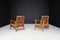Brutalist Sculptural Adjustable Lounge Chairs in Oak, France, 1950s, Set of 2 4