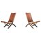 Cognac-Colored Saddle Leather Folding Chairs Ecuador from Angel I. Pazmino, 1970s, Set of 2 1