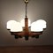 Scandinavian Chandelier in Pine & Opaline Glass by Jan Wickelgren for Aneta, Sweden, 1970s 5