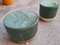 Poufs in Green Velvet Fabric with Aluminum Details, 1960s, Set of 2, Image 3