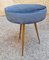 Pouf aus Messing & blauem Samtstoff, 1950er 2