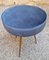 Pouf aus Messing & blauem Samtstoff, 1950er 4