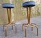 Stools in Brass, Wood & Upholstery, 1950s, Set of 2 4