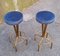 Stools in Brass, Wood & Upholstery, 1950s, Set of 2 3