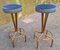 Stools in Brass, Wood & Upholstery, 1950s, Set of 2 1