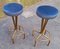 Stools in Brass, Wood & Upholstery, 1950s, Set of 2 2