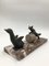 French Art Deco Spelter on Marble Sculpture of Fox Hunting Goose in the style of Irénée Rochard, 1920s 1