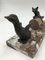 French Art Deco Spelter on Marble Sculpture of Fox Hunting Goose in the style of Irénée Rochard, 1920s 2