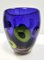 Postmodern Blue Thick Murano Glass Vase with Chartreuse and Black Spots, Italy, 1980s 4