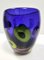 Postmoderne Blaue Vase aus dickem Muranoglas mit Chartreuse und Schwarzen Punkten, Italien, 1980er 4