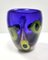 Postmodern Blue Thick Murano Glass Vase with Chartreuse and Black Spots, Italy, 1980s 1