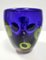 Postmodern Blue Thick Murano Glass Vase with Chartreuse and Black Spots, Italy, 1980s 3