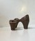 Brutalist Scandinavian Candleholder in Glazed Stoneware, 1980s, Image 3