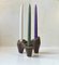 Brutalist Scandinavian Candleholder in Glazed Stoneware, 1980s 7