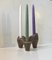 Brutalistischer Skandinavischer Kerzenhalter aus glasiertem Steingut, 1980er 2