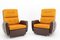 Leatherette and Fabric Armchairs, Czechoslovakia, 1970s, Set of 2 2