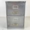 Two-Drawer Stripped Steel Filing Cabinet with Brass Handles 4