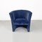 Fauteuils Modernes en Velours Bleu Foncé de Pozzetto, Italie, 1970s, Set de 2 3