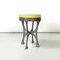 Italian Round Stool in Yellow Leather and Aluminium, 1940s, Image 3