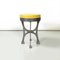 Italian Round Stool in Yellow Leather and Aluminium, 1940s 2