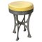 Italian Round Stool in Yellow Leather and Aluminium, 1940s 1