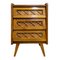 Large Bedside Table in Oak and Rattan, 1950s, Image 1