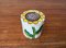 Caja con diseño de girasol Mid-Century de cerámica pintada a mano con tapa de Gallo, años 60, Imagen 4