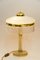 Art Deco Brass and Marble Table Lamp with Opal Glass Shade and Glass Sticks, 1920s 5