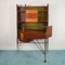 Vintage Wood and Brass Corner Bar Cabinet, 1960s 1