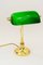 Art Deco Banker Lampe mit Grünem Glasschirm, Wien, 1920er 1