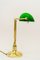 Art Deco Banker Lamp with Green Glass Shade, Vienna, 1920s 2