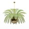 Large Mid-Century Modern Palm Leaf Chandelier in Murano Glass and Brass, 1970s 1