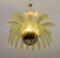 Large Mid-Century Modern Palm Leaf Chandelier in Murano Glass and Brass, 1970s 5