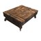 Table Basse Vintage avec Poutres en Fer et Acier et Blocs en Bois sur Roulettes 1