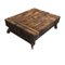 Vintage Coffee Table with Iron and Steel Beams and Wooden Blocks on Wheels 1