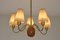 Five Arm Chandelier in Brass and Elm by Hans Bergström for Ateljé Lyktan, 1940s 9