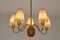 Five Arm Chandelier in Brass and Elm by Hans Bergström for Ateljé Lyktan, 1940s, Image 9