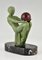 Max Le Verrier, Art Deco Seated Nude with Ball, 1930, Metal & Marble 8