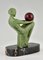 Max Le Verrier, Art Déco desnudo sentado con pelota, 1930, metal y mármol, Imagen 7