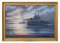 M J Whitehand, HMS Hermes Aircraft Carrier, 1980s, Large Oil on Canvas, Framed 1