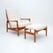 Vintage Swedish Teak Armchair & Stool attributed to Folke Ohlsson for Dux, 1960s, Set of 2 1