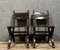 Medieval Style Chairs in Wood and Leather, Set of 2 1