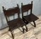 Medieval Style Chairs in Wood and Leather, Set of 2 2