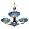 Art Deco Brass Mounted Murano Glass Chandelier attributed to Barovier, 1940s 1