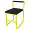 Italian Modern Rectangular Chair with Black Fabric and Yellow Metal, 1980s 1