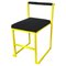 Silla italiana moderna rectangular de tela negra y metal amarillo, años 80, Imagen 1