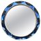 Mid-Century Round Blue Diamond Double Beveled Mirror attributed to Galvorame, Italy, 1970s 1