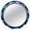 Miroir Mid-Century Rond Diamant Bleu Double Biseauté attribué à Galvorame, Italie, 1970 1