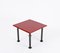 Mid-Century Square Coffee Table with Cardinal Red Top, Italy, 1980s 7