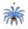 Mid-Century Modern Palm Leaves Chandelier in Light Blue Murano Glass and Brass, 1970, Image 6
